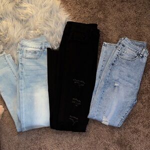 SHEIN Women's Skinny Jeans - Black and Light Blue